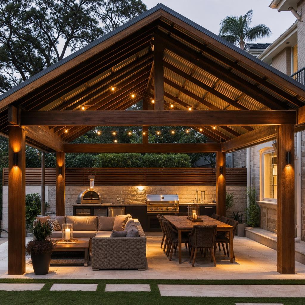 pergola built at mosman backyard house by master groups